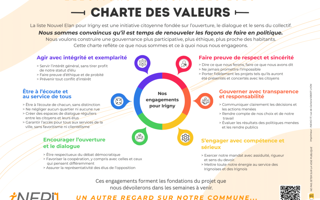 Nouvel Élan pour Irigny rend publique sa charte des valeurs